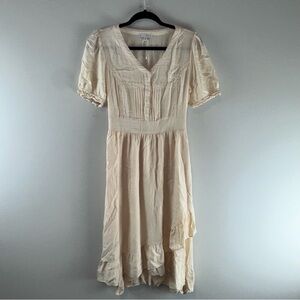 Baltic Born High Low Cream Flowy Boho Midi Dress Size M
